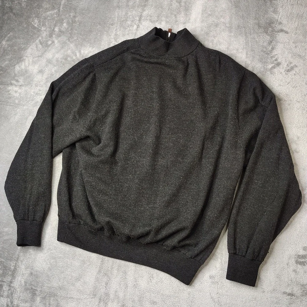 OSU Cowboys Turtleson Sweater Mens 2XL Gray 100% Merino Wool 1/4‎ Zip Poly Lined
